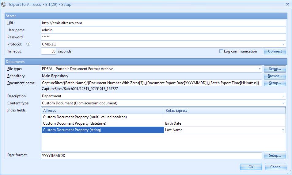 Interfaccia gestione documentale Alfresco